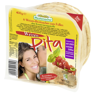 Mestemacher Pita Weizenbrot 6 Stück á ca. 65...