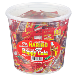 Haribo Happy Cola 100 Minibeutel à 10 g - 1 kg Dose