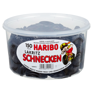Haribo Lakritz Schnecken 150 Stück - 1 kg Dose