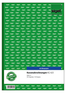 Sigel DIN A4 KG425 Kassenabrechnung - 100 Blatt