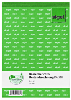 Sigel DIN A5 KA518 Kassenberichte/Bestandsrechnung