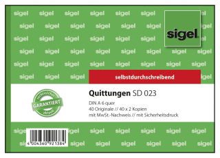 Sigel DIN A6 quer Quittungen SD 023
