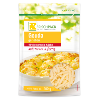 Frischpack Gouda geraspelt 48 % Fett - 1 x 200 g Stück