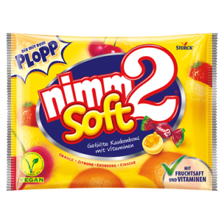 nimm2 Soft gefüllte Kaubonbons, Mix aus Orange, Zitrone, Erdbeere & Kirsche 800 g Beutel