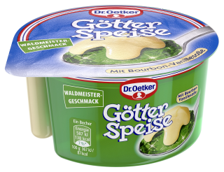 Dr. Oetker Götterspeise mit Bourbon-Vanille-Soße Waldmeister - 160 g Becher
