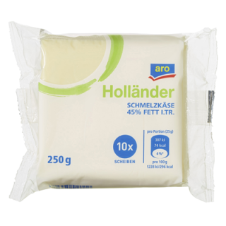 aro Schmelzkäse Holländer Scheiben 10 Scheiben à 25 g, 45 % Fett 250 g Packung