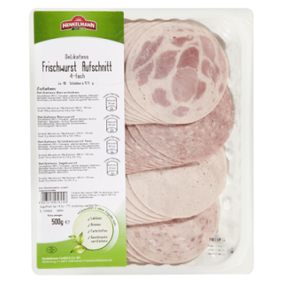 Henkelmann Brühwurst Mix aus Bierschinken, Bierwurst, Schinkenwurst und Jagdwurst, 4 Sorten à 125 g 500 g Packung