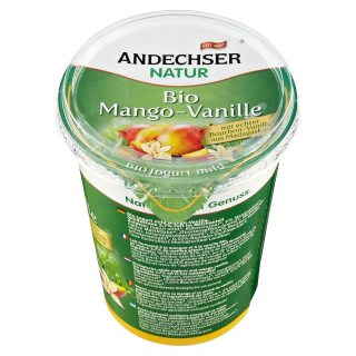 Andechser BIO Joghurt mild Mango-Vanille 3 % Fett - 400 g Becher