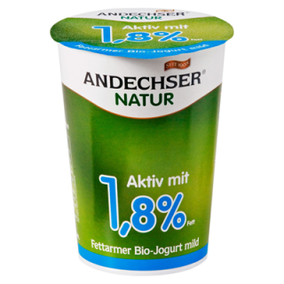 Andechser Natur Aktiv mit 1,8 % Fett Fettarmer Bio-Jogurt mild 500 g