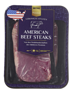 METRO Premium American Beef Steaks, roh, 2 Stück à ca. 300 g, vak.-verpackt - je kg