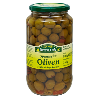 Dittmann Spanische Oliven mit Paprikapaste - 900 g Glas