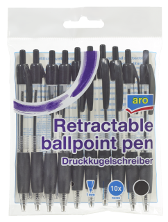 aro Druckkugelschreiber Schwarz 137 mm - 10 Stück