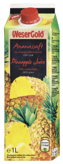 Wesergold Ananassaft 100 % Fruchtgehalt - 1,00 l Packung