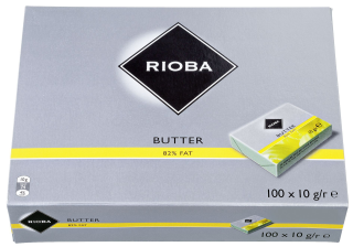 RIOBA Butter Einzelportionen 82 % Fett, 100 Stück à 10 g - 1 kg Karton