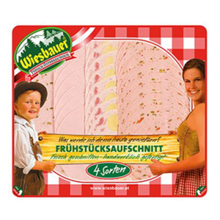 Wiesbauer Frühstücksaufschnitt Champignon- Aufschnittwurst, Feine Extra, Feine Pikantwurst, Feine Gurkerl Extra 150 g