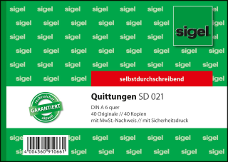 Sigel DIN A6 quer Quittungsblock SD 021