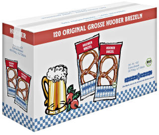 Huober BIO Extra Große Brezel Laugengebäck 2er - 60 x 40 g Karton