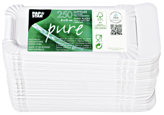 Pap Star Pure Teller mit Anfasser Pure Weiß Pappe 8 My rechteckig - 250 Stück