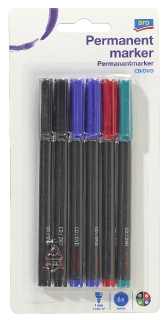aro CD-Marker Farbig sortiert Blau, Grün, Rot, Schwarz - 6 Stück