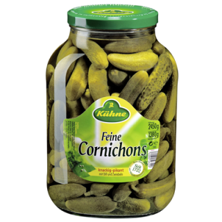 Kühne feine Cornichons klein & knackig mit Dill & Zwiebeln - 2,65 l Tiegel