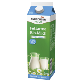 Andechser Bio fettarme Milch 1,5 % Fett - 1,00 l Packung