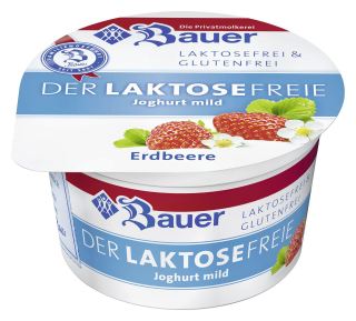 Bauer Joghurt laktosefrei mild Erdbeere 3,5 % Fett 100 g Becher