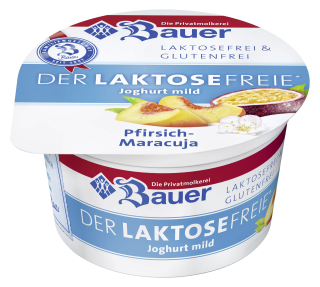 Bauer Joghurt laktosefrei mild Pfirsich-Maracuja 3,5 % Fett 100 g Becher