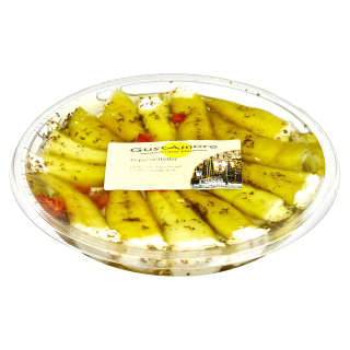 Gustamore Peperoniteller mild mit  grüne Peperoni und Frischkäsecreme - 230 g Schachtel