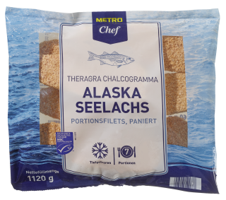 METRO Chef MSC Alaska Seelachs Portionsfilet, paniert, tiefgefroren 7 Stück à 160 g - 1,12 kg Beutel