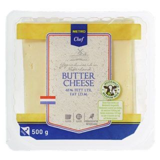 METRO Chef Butterkäse, 10 x 10 cm Scheiben, 45 % Fett i. Tr. - 500 g Packung