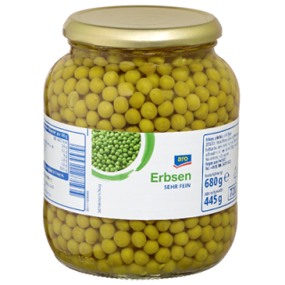 aro Junge Erbsen sehr fein - 720 g Glas
