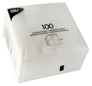 Papstar Servietten 33  x  33 cm Weiß Papier 1/4Falz 1 lagig - 12 x 100 Stück