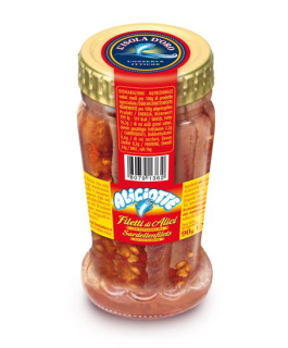 Lisola Doro Sardellenfilets mit scharfem Paprika - 90 g Glas