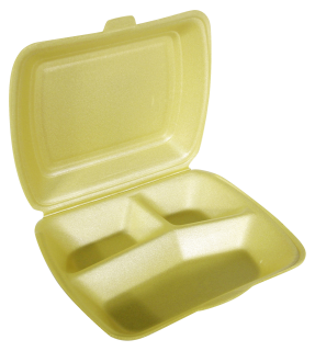 Papstar Menübox 3-geteilt Gold geschäumtes Polystyrol (EPS)laminiert eckig - 100 Stück