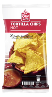Fine Life Tortilla Chips Hot - 200 g Packung