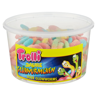 Trolli Stückartikel  Saure Glühwürmchen - 1,05 kg Dose
