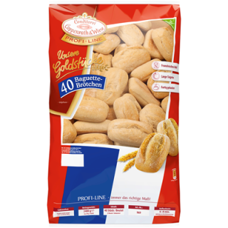 Coppenrath & Wiese Unsere Goldstücke Baguette-Brötchen tiefgefroren, vorgebacken, 40 Stück à 60 g - 2,4 kg Beutel