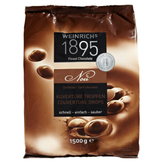 Weinrich Kuvertüre Tropfen Zartbitter min. 60 % Kakao - 1 x 1,5 kg Packung