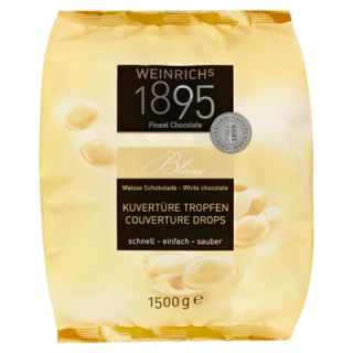 Weinrich Lait Kuvertüre Tropfen weiße Schokolade 32 % Kakaogehalt 1,5 kg Packung