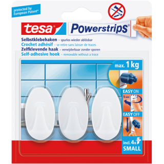 Tesa Powerstrips Haken Small Oval Weiß 57533
