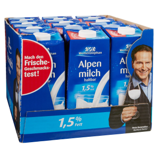 Weihenstephan Haltbare Milch 1,5 % Fett - 12 x 1,00 l Packungen