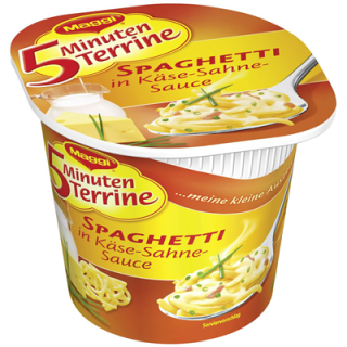 Maggi 5 Minuten Terrine Spaghetti in Käse-Sahne-Sauce - 1 x 62 g Becher