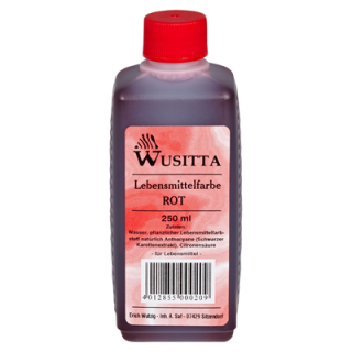 Wusitta Lebensmittelfarbe Rot 250 ml Flasche