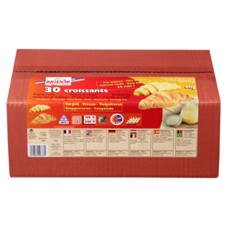 Bridor Butter-Croissant tiefgefroren, 30 Stück à 60 g, vorgegart 1,8 kg Karton