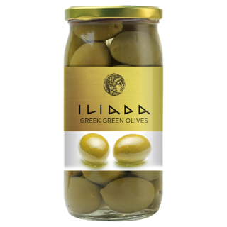 Iljada Griechische Oliven grün mit Stein - 370 ml Flasche