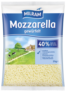 Milram Mozzarella gewürfelt 40 % Fett in Tr. - 2 kg Beutel