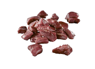 Hirsch-Gulasch tiefgefroren, aus der Schulter, Gastro-Zuschnitt, aus Neuseeland, vak.-verpackt ca. 2,5 kg Packung je kg