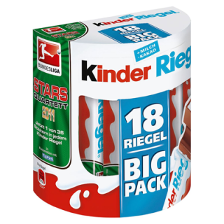 Kinder Riegel gefüllte Vollmilchschokolade mit Milchfüllung (59,5 %), 18 Stück à 21 g 378 g Packung