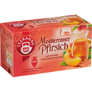 Teekanne Aromatisierter Früchtetee Mediterraner Pfirsich Teebeutel - 1 x 50 g Faltschachtel