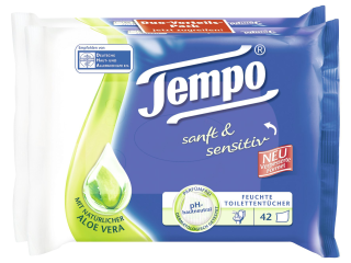 Tempo Feuchtes Toilettenpapier Nachfüllpackung Sanft & Sensitive Wei? Vliesstoff 1 lagig - 84 St?ck